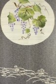 Photo2: Noren Japanese Curtain Doorway NM SD tapestry grape kasure hand 85 x 150 cm  (2)