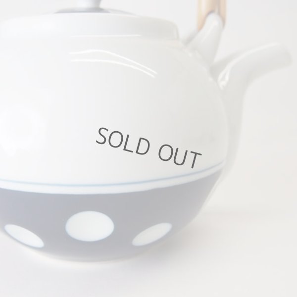 Photo3: Arita Porcelain sd Dobin Japanese tea pot polka dot navy blue 600ml