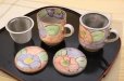 Photo4: Mino Japanese pottery mug tea coffee cup camellia with strainer and lids set of 2