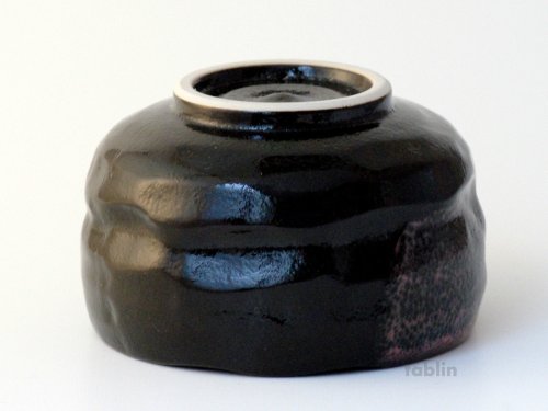 Other Images1: Arita porcelain Japanese tea bowl Black red glaze naga chawan Matcha Green Tea 