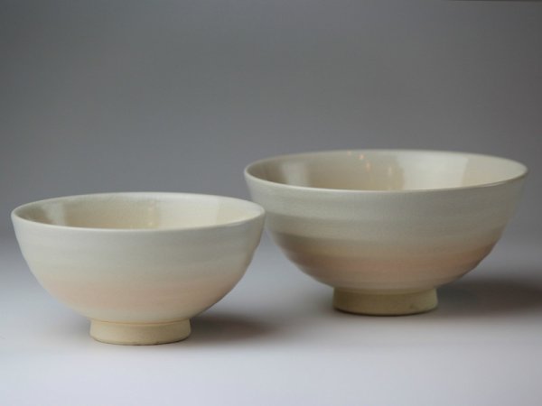 Photo1: Hagi yaki ware Japanese rice bowl Himedo maru set of 2