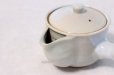Photo4: Hagi yaki ware Japanese tea pot Botan kyusu with stainless tea strainer 340ml (4)