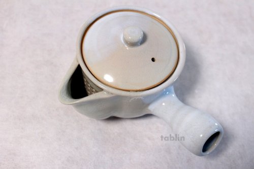 Other Images3: Hagi yaki ware Japanese tea pot Botan kyusu with stainless tea strainer 340ml