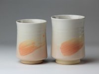 Hagi yaki ware Japanese tea cups pottery Hakeme