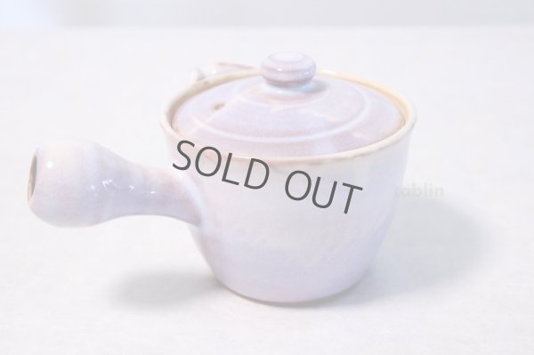 Photo3: Japanese tea pot cups set Hagi ware purple asagao pottery tea strainer 420ml