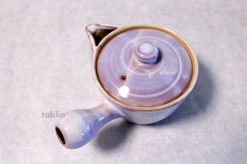 Other Images1: Japanese tea pot cups set Hagi ware purple asagao pottery tea strainer 420ml