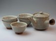 Photo11: Japanese tea pot cups set Hagi ware Hakuyu soroe pottery tea strainer 420ml (11)