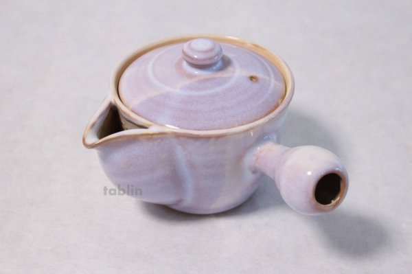 Photo1: Hagi yaki ware Japanese tea pot Hagi Purple kyusu pottery tea strainer 420ml