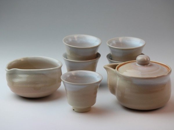 Photo1: Japanese tea set pot cups yusamashi Houhin himedo pottery tea strainer 200ml