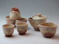 Japanese tea set pot cups yusamashi Houhin Kobiki pottery tea strainer 160ml