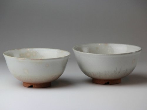 Other Images1: Hagi yaki ware Japanese rice bowl Ginbai kumi set of 2