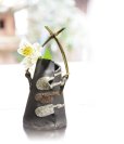 Photo1: Shigaraki pottery Japanese small vase Haori nishoku kake wood handle H 16.5cm (1)