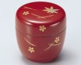 Photo2: Tea Caddy Japanese Natsume Echizen Urushi lacquer Matcha container sakura momiji Shu (2)