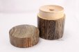 Photo2: Tea Caddy wooden fired wood tea container made from natural wood size:S (2)