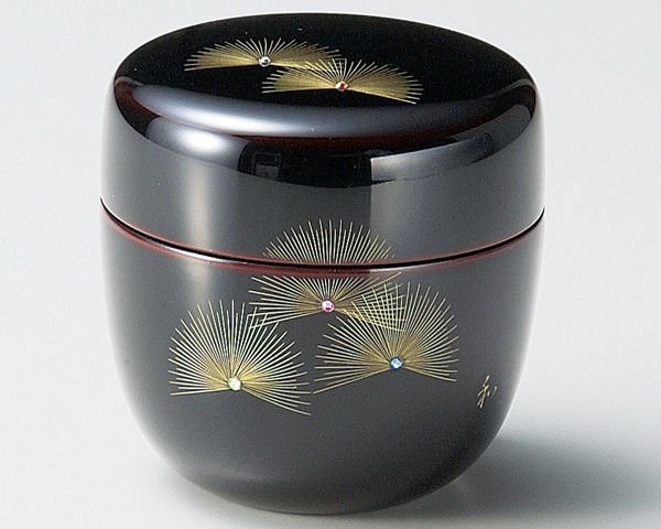 Photo1: Tea Caddy Japanese Natsume Echizen Urushi lacquer Matcha container pine ougi