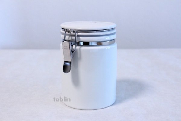 Photo1: Tea Caddy Japanese tea container ZERO JAPAN ceramics 100g white