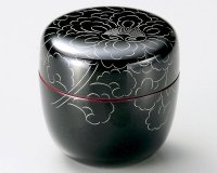 Tea Caddy Japanese Natsume Echizen Urushi lacquer Matcha container peony pattern