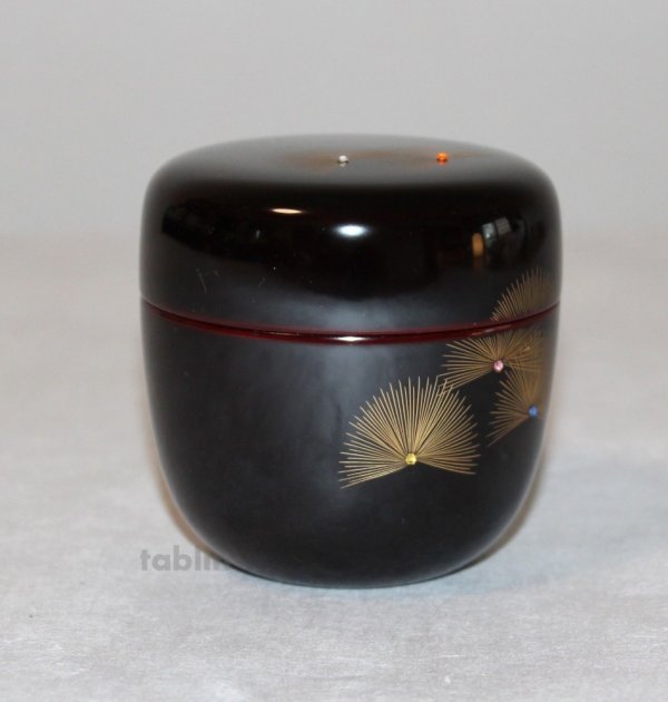 Photo3: Tea Caddy Japanese Natsume Echizen Urushi lacquer Matcha container pine ougi