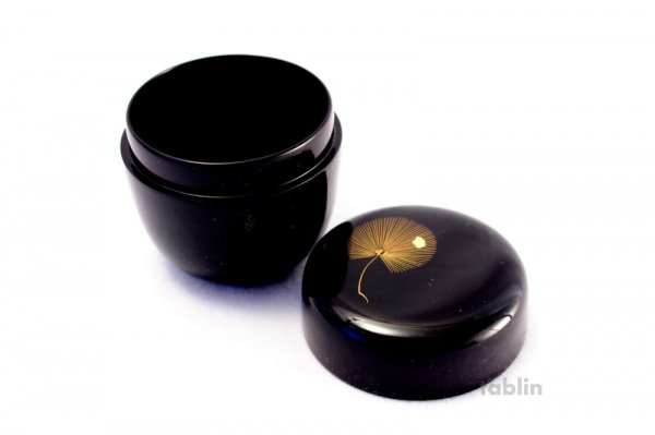 Photo1: Tea Caddy Japanese Natsume Echizen Urushi lacquer Matcha container gold pine