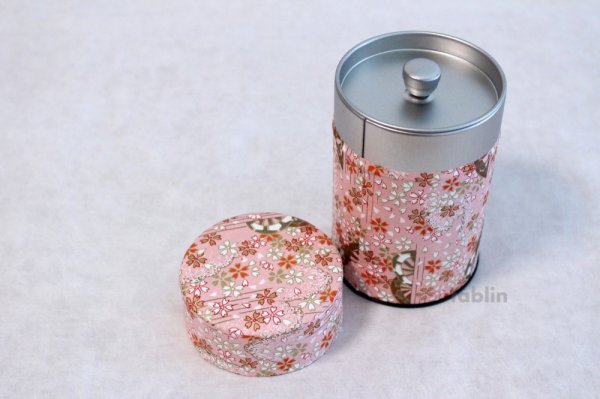 Photo4: Tea Caddy Japanese paper tea container Sakura M