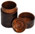 Photo2: Tea Caddy Japanese wooden lacquering tea container made from natural wood L (2)