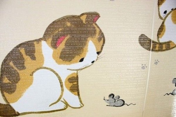 Photo4: Noren Japanese Curtain Doorway Room Divider Happy cats 85cm x 90cm