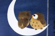 Photo2: Noren Japanese Curtain Doorway friendly Owl blue 85cm x 90cm F/S (2)