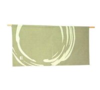 Kyoto Noren Rozome wax resist textile Linen Japanese curtain green 85cm x 45cm