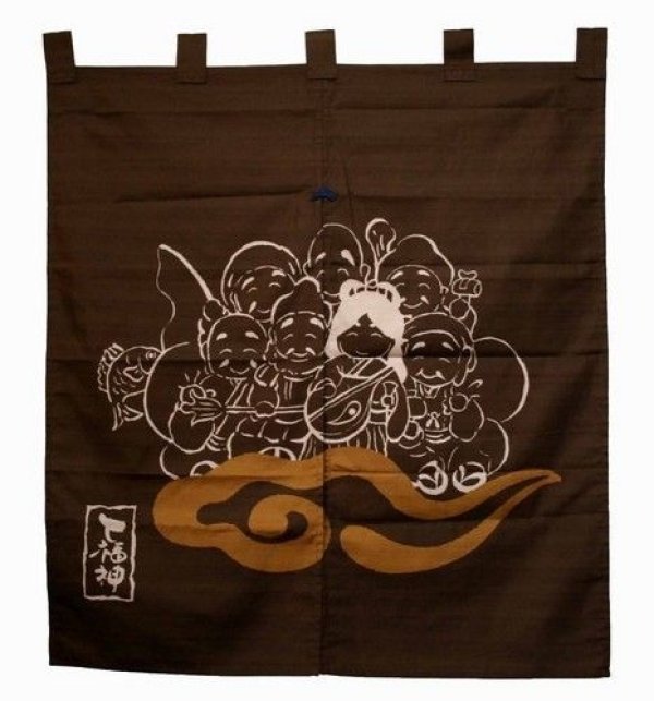 Photo5: Kyoto Noren Japanese Curtain Doorway seven gods of good fortune b 83cm x 90cm