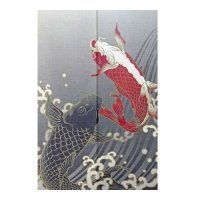 Noren Japanese curtain flying carp lame 85cm x 150cm