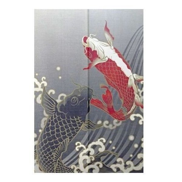 Photo1: Noren Japanese curtain flying carp lame 85cm x 150cm