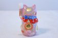 Photo3: Japanese Lucky Cat Kutani Porcelain Maneki Neko pink mori left hand H9.5cm  (3)