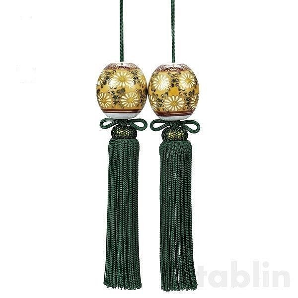 Photo5: Weight for Japanese hanging scroll FUCHIN stone Kutani porcelain chrysanthemum