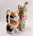 Photo2: Japanese Lucky Cat Kutani yaki ware Porcelain Maneki Neko Kinsai mori5 (2)
