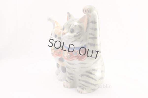 Photo4: Japanese Lucky Cat Kutani yaki ware Porcelain Maneki Neko Kinsai mori5