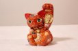 Photo1: Japanese Lucky Cat Kutani Porcelain Maneki Neko cha mori left hand H13.5cm  (1)