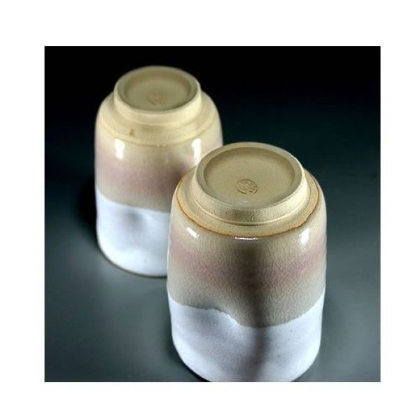 Photo3: Hagi ware Senryuzan climbing kiln Japanese tea cups hime cray dimple set of 2