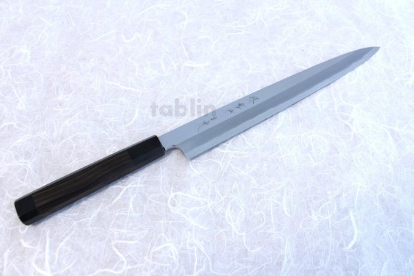 Photo3: SAKAI TAKAYUKI Japanese knife Byakko Yasuki White-1 steel Yanagiba (Sashimi) 
