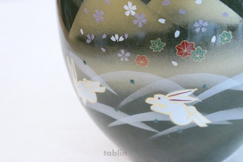Other Images1: Kutani yaki ware Rabbits Yoshino mauntain High Quality Japanese vase ,H24.5cm