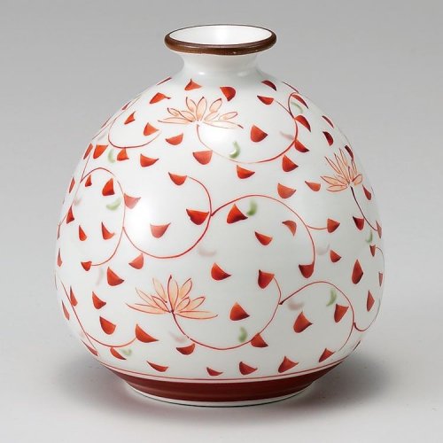 Other Images3: Kutani porcelain Karakusa Iroe Red Japanese bud vase H13cm