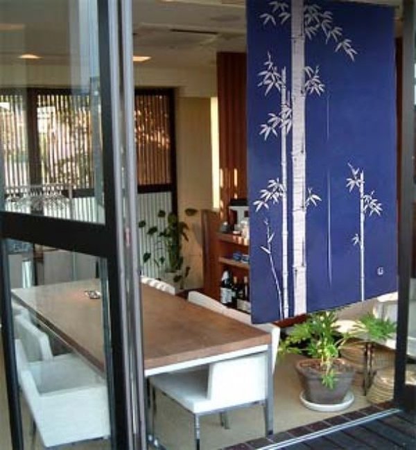 Photo2: Kyoto Noren SB Japanese batik door curtain Take Bamboo navy blue 85cm x 150cm