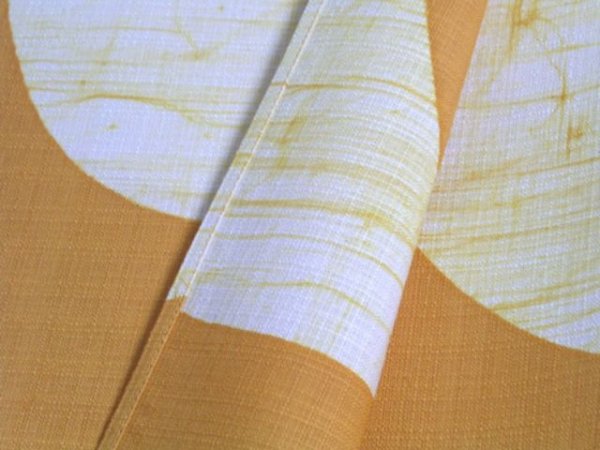 Photo2: Kyoto Noren SB Japanese batik door curtain Yu Hot Bath mustard 85cm x 120cm