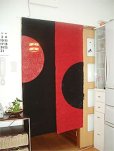 Photo3: Kyoto Noren SB Japanese batik door curtain Han Semicircle black/red 88cm x 150cm (3)