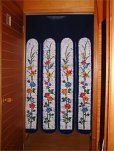 Photo3: Kyoto Noren SB Japanese batik door curtain Suz Convallaria navyblue 85cm x 150cm (3)