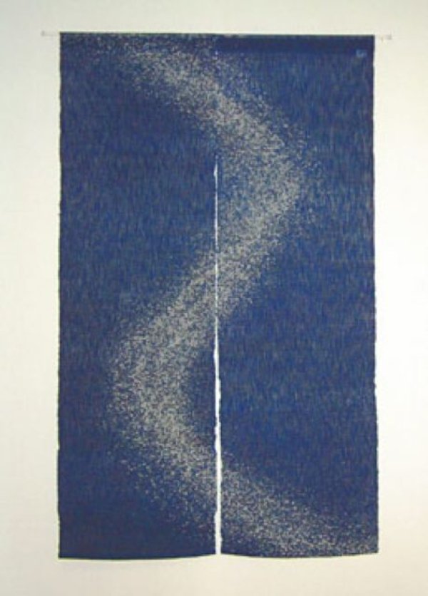 Photo1: Kyoto Noren SB Japanese batik door curtain Amanogaw MilkyWay indigo 88cm x 150cm