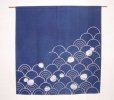 Photo6: Kyoto Noren SB Japanese batik door curtain Nami Wave navy blue 85cm x 90cm