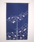 Photo2: Kyoto Noren SB Japanese batik door curtain Nami Wave navy blue 85cm x 150cm (2)