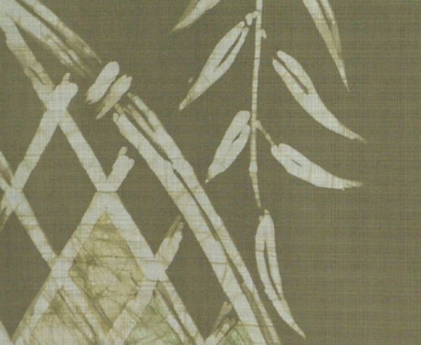 Photo2: Kyoto Noren SB Japanese batik door curtain Yanagi Salix ol.green 85cm x 150cm