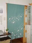 Photo3: Kyoto Noren SB Japanese batik door curtain Nami Wave green 85cm x 150cm