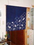 Photo8: Kyoto Noren SB Japanese batik door curtain Nami Wave navy blue 85cm x 90cm